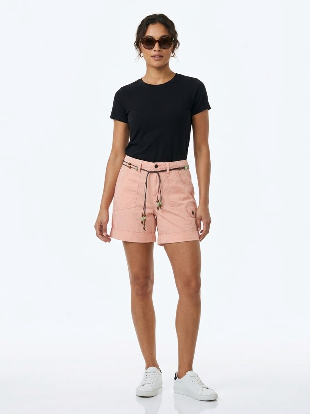 Axcess Dusty Pink Cargo-Style Mini Shorts